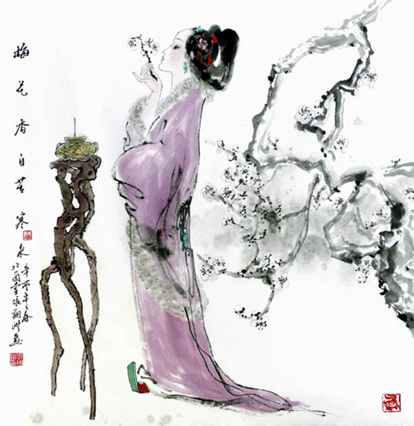 画家张翔洲作品欣赏-梅花香自苦寒来