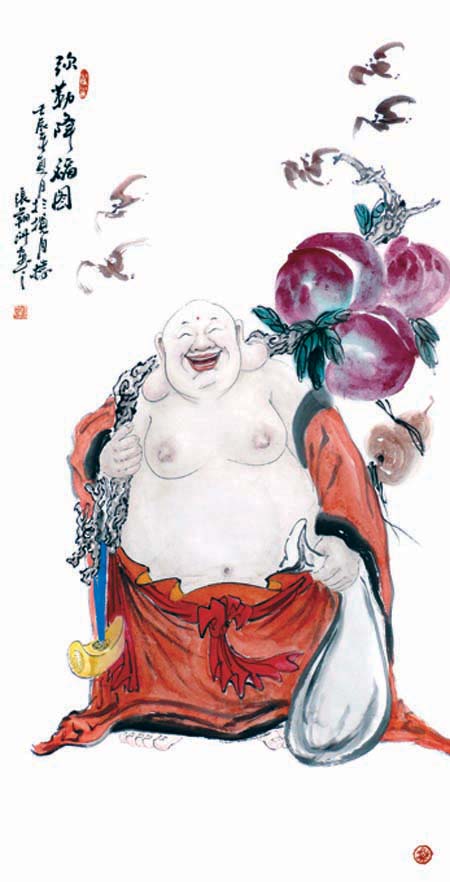 画家张翔洲作品欣赏-弥勒降福图