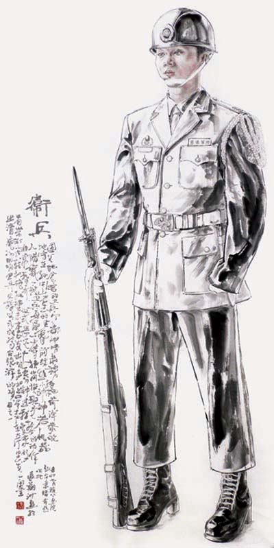 画家张翔洲作品欣赏-卫兵