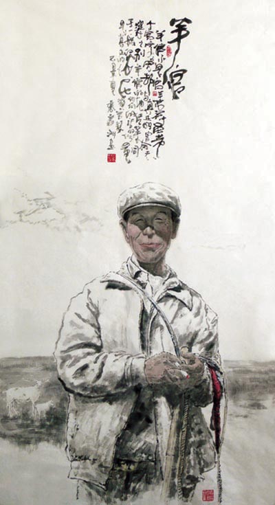 画家张翔洲作品欣赏-羊倌