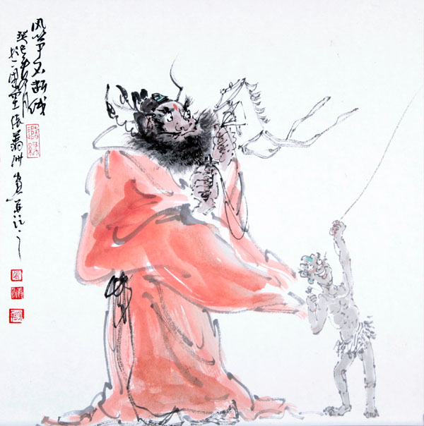 画家张翔洲作品欣赏-风筝不短线