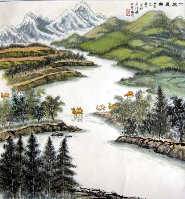 书画篆刻家方胜先生绘画作品欣赏-草原晨曲