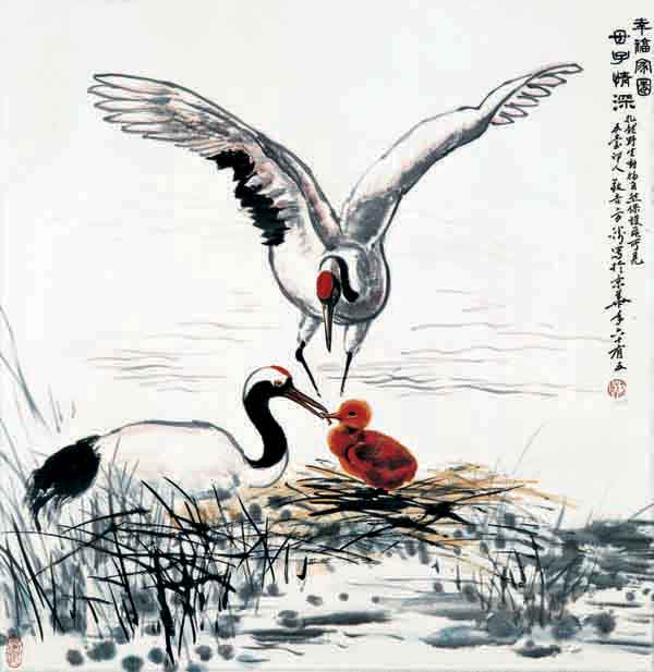 书画篆刻家方胜先生绘画作品欣赏-母子情深