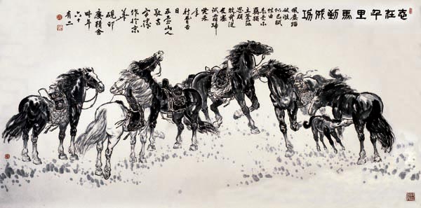 书画篆刻家方胜先生绘画作品欣赏-志在千里马到成功