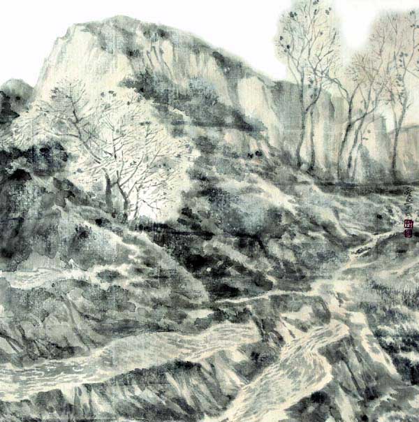 著名画家王爱忠山水画作品:立秋