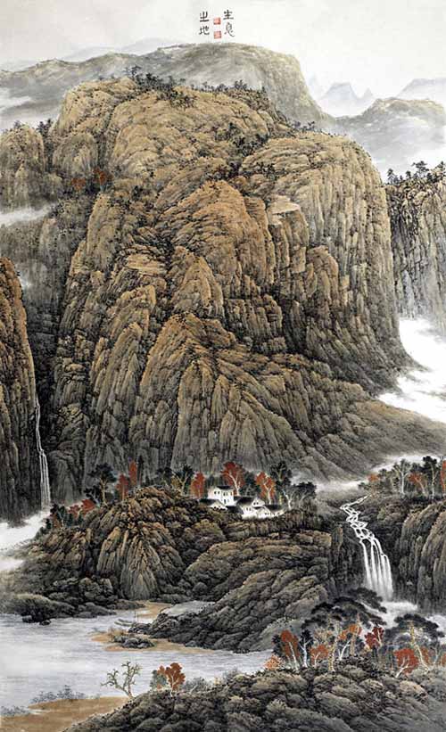 中国山水画家高潭印作品欣赏:生息之地