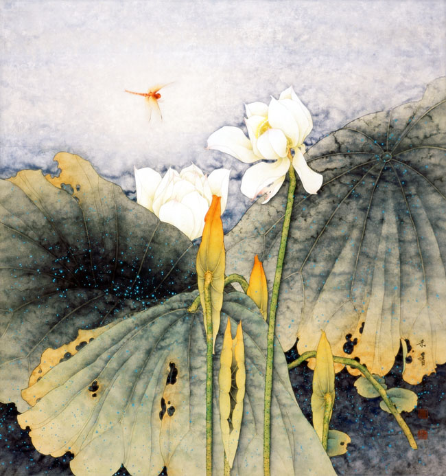 中国画家陈禾青先生作品欣赏红蜻蜓110x95cm