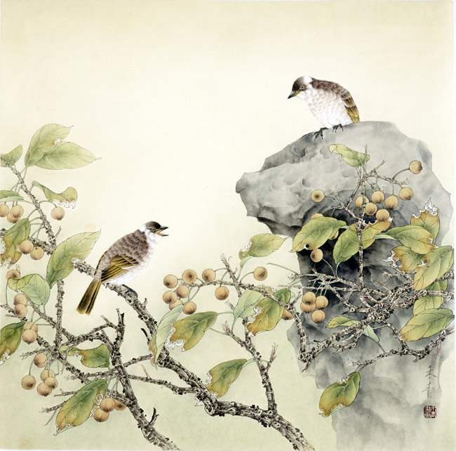 中国画家陈禾青先生作品欣赏:《秋声》66x66cm