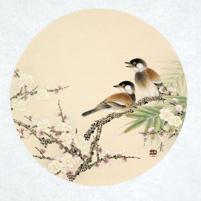 中国画家陈禾青先生作品欣赏鸣春40x40cm