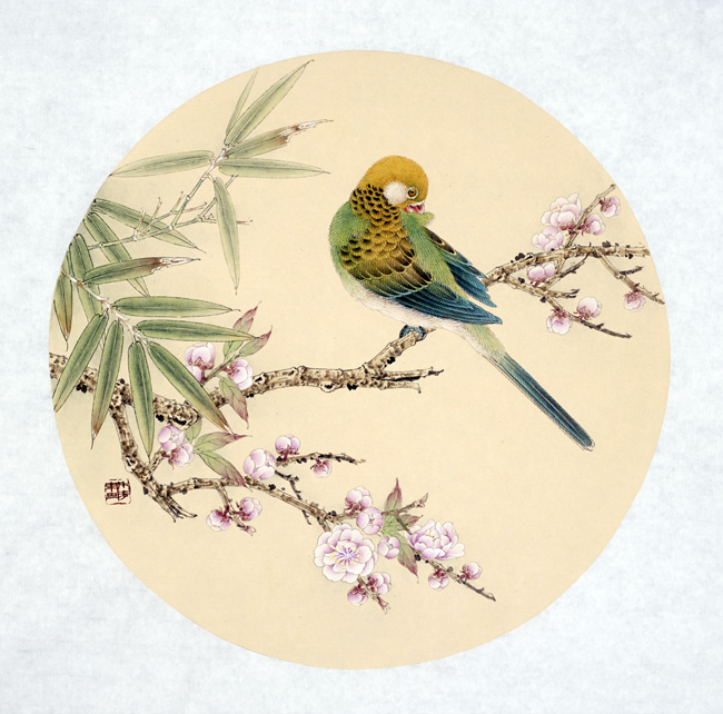 中国画家陈禾青先生作品欣赏:《春光》40x40cm