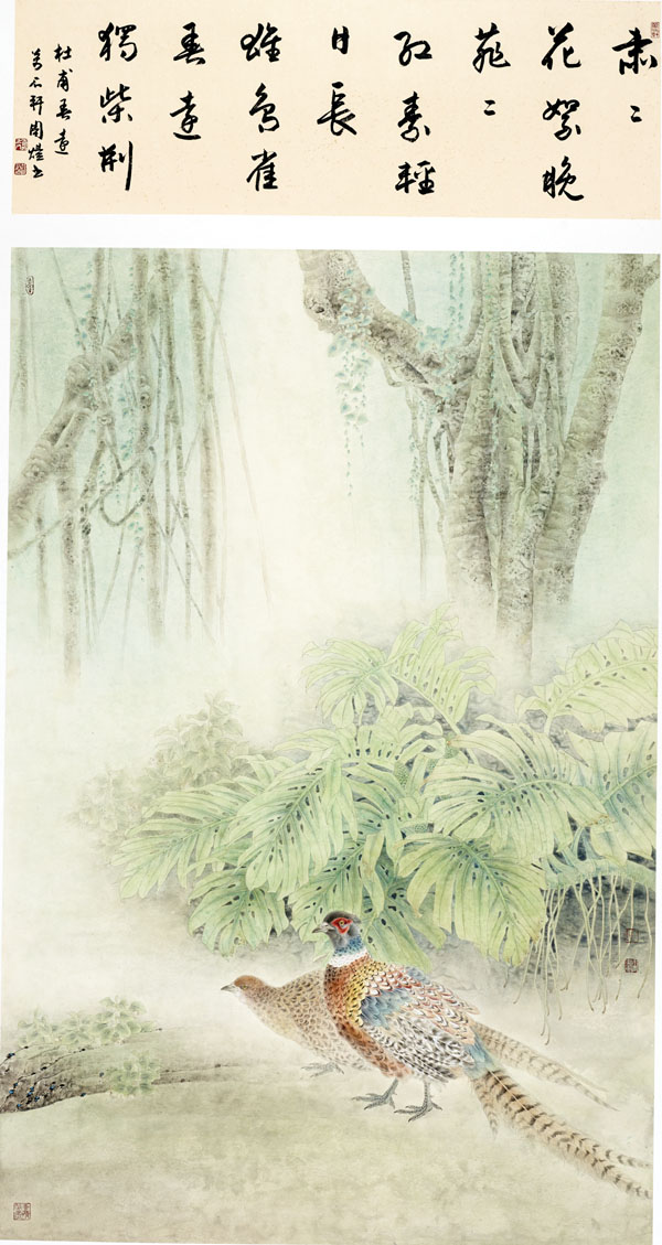 中国画家陈禾青先生作品欣赏:《南国花絮》180x96cm