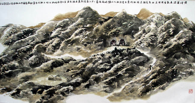 丁平安作品欣赏:黄河岸边是家乡 138cmX69cm