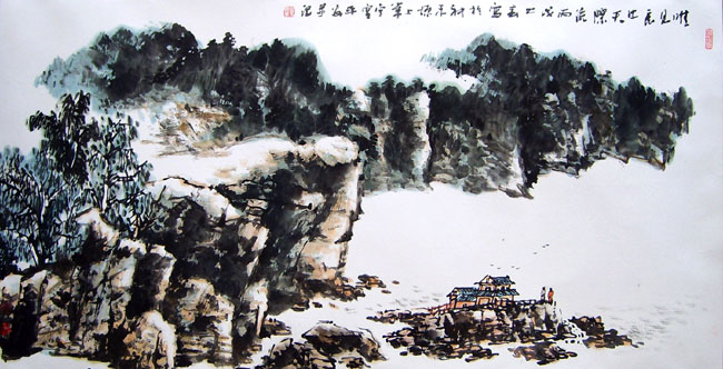 丁平安作品欣赏:长江东去 179cmX90cm