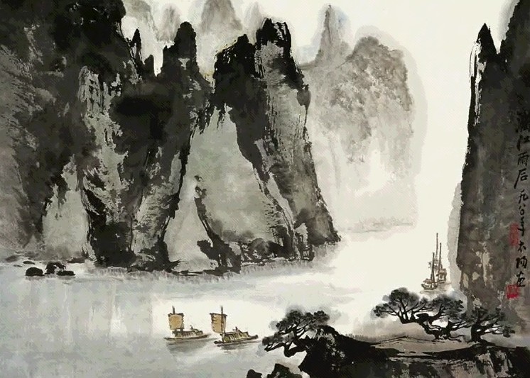阳太阳山水画作品(中国山水画艺术网)