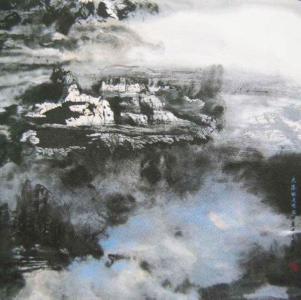 尼玛泽仁山水画作品(中国山水画艺术网)