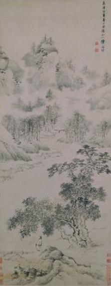墨笔山水图》轴,明,陈淳作
