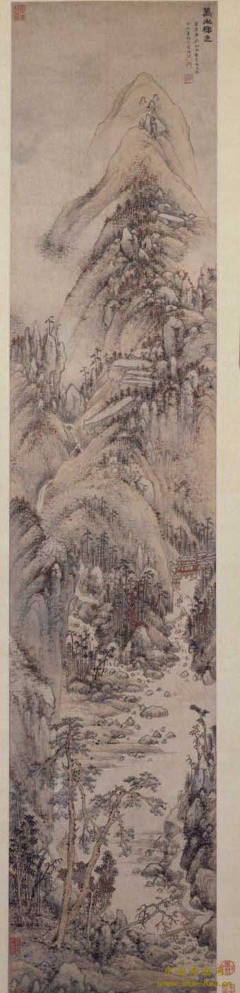 《万山秋色图》轴,明,宋旭