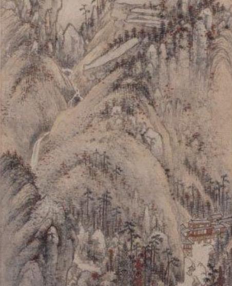 《万山秋色图》轴,明,宋旭