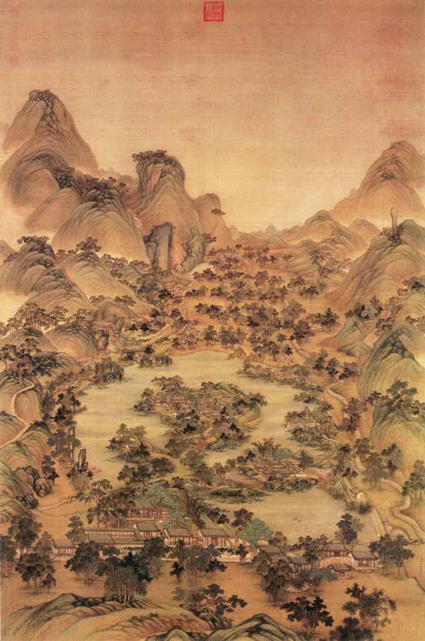 《避暑山庄图》轴,清,冷枚