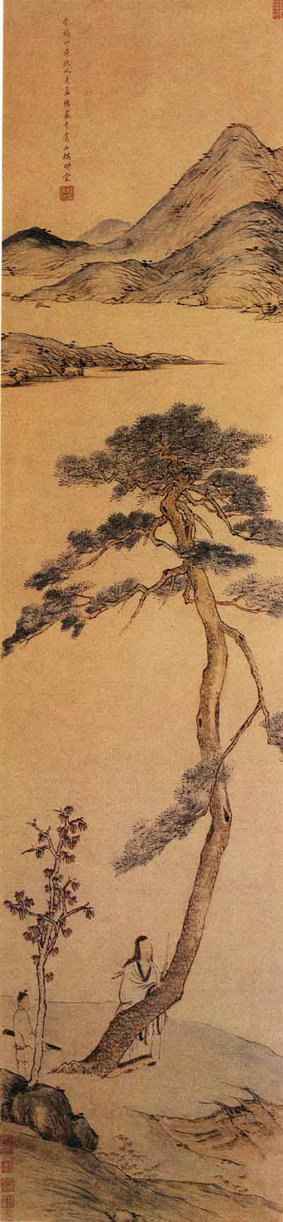 《孤松高士图》轴,明,程嘉燧