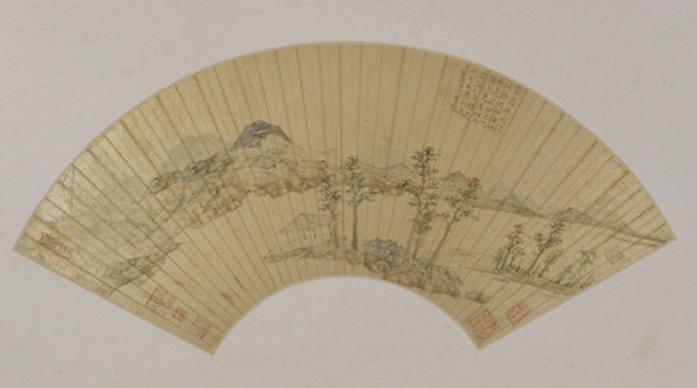 《仿倪山水图》扇页,明,陆治