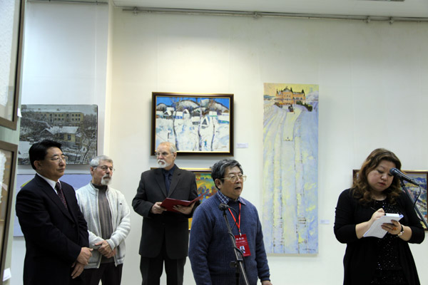 2012中俄国际冰雪画展开幕式,于志学讲话(中国山水画艺术网编辑)