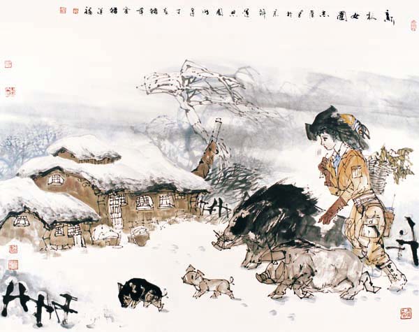 于志学先生作品-2007年新牧女图 146x170