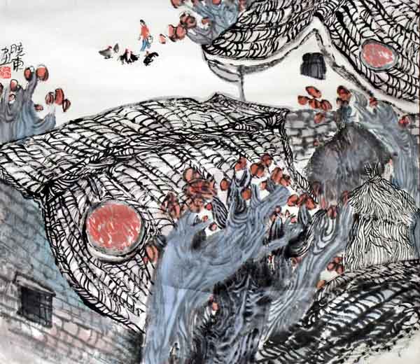 吴晓东先生作品欣赏-家园 1995年 生宣 50cm×50cm