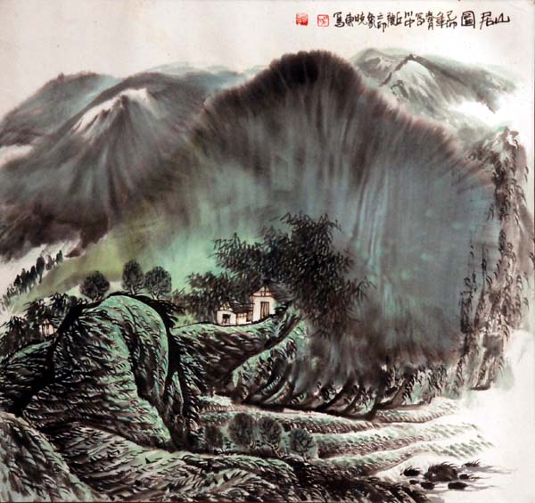 吴晓东先生作品欣赏-山居图 1999年 生宣 50cm×50cm