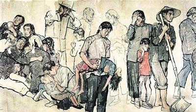 蒋兆和《流民图》局部(中国山水画艺术网)