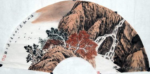 画家边久华作品-溪山秋色