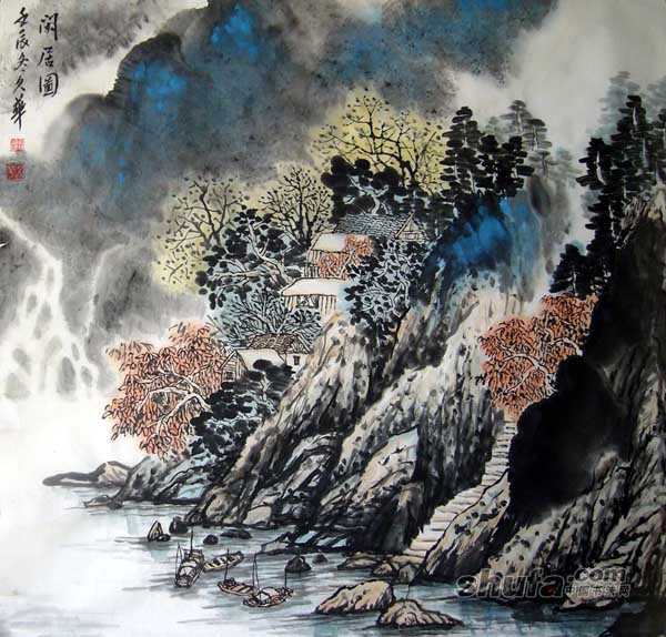 画家边久华作品-闲居图