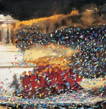 画家寇月朋清净世界系列《吉祥如意》69.5×68.5