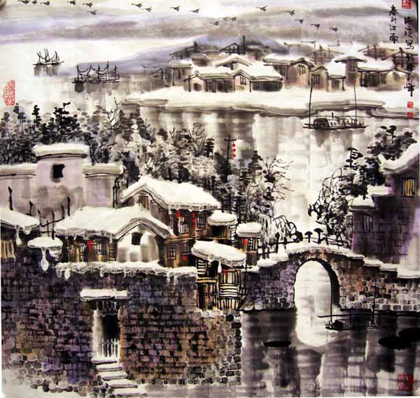 邹湘溪先生作品赏析- 春到江南 68×68 2011年