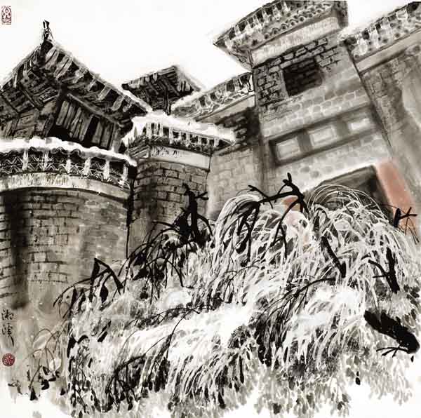 邹湘溪先生作品赏析-古宅流年 2008年 68x68