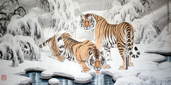 张家纯先生作品赏析-瑞雪赐福图 68x138 2011年