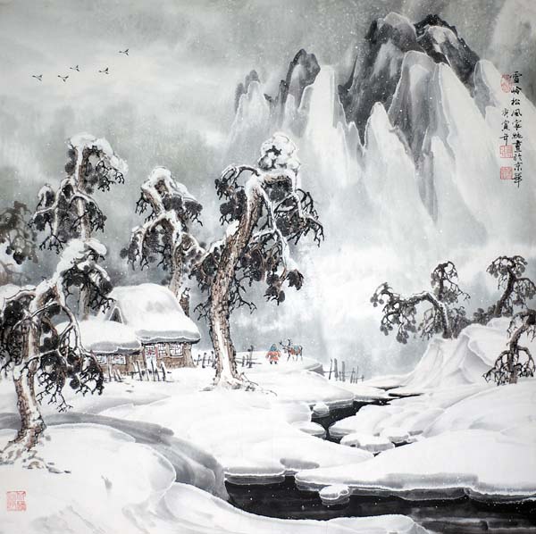 张家纯先生作品赏析-雪岭松风 68x68 2010年