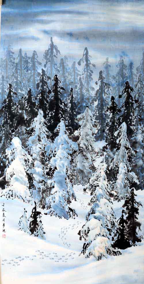 画家吴梦迪作品赏析-足迹遍野 136X68cm 2012年