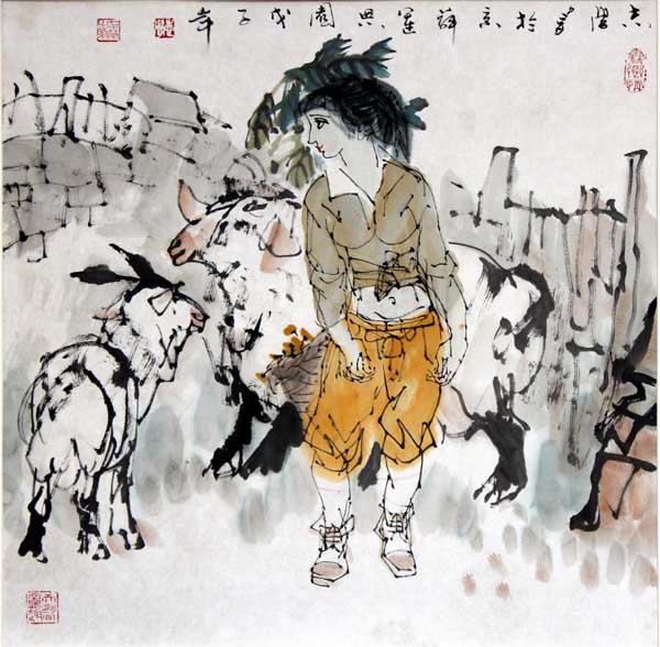 于志学先生作品赏析-牧羊女