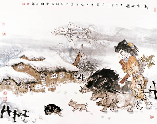 于志学先生作品赏析-新牧女图 2007年 146x170