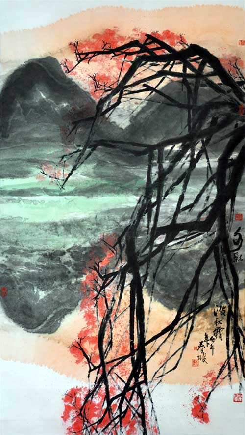 史春坡先生作品欣赏-夕阳渡秋霜壬午年180x84