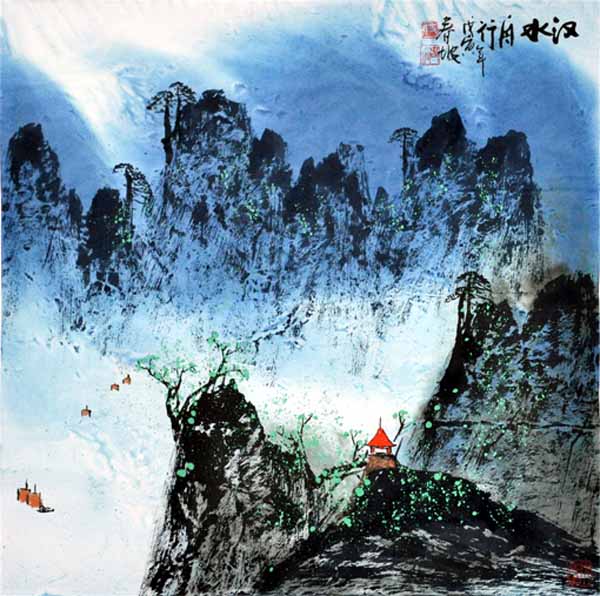 史春坡先生作品欣赏-汉水自行舟戊寅年68x68