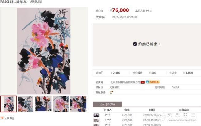 八月保利网拍周海上、岭南画派书画专场喜收硕果