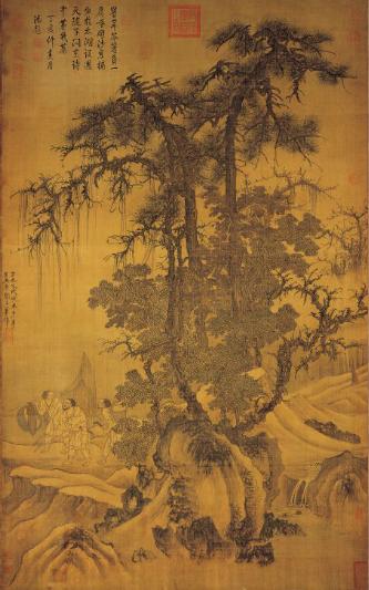 中国山水画历史名作赏析-元《霜浦归渔图》