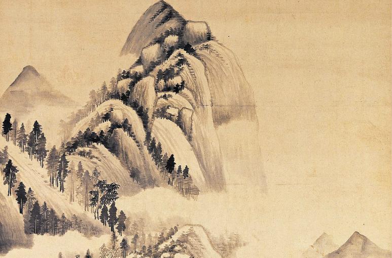 中国山水画历史名作赏析-明 董其昌《夏木垂荫》(局部大图)