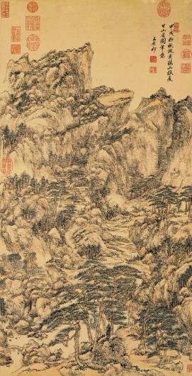 中国山水画历史名作赏析-清《仿王蒙夏日山居图》