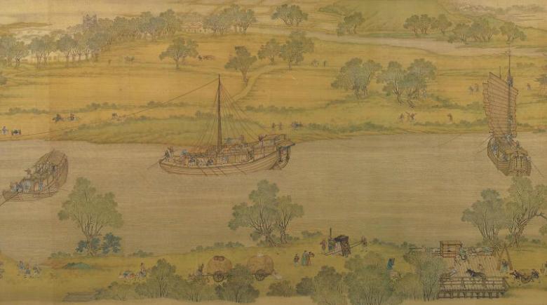 中国山水画历史名作赏析-清《清院本清明上河图》(大图局部)