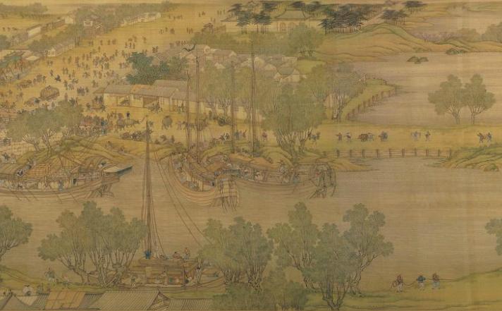 中国山水画历史名作赏析-清《清院本清明上河图》(大图局部)