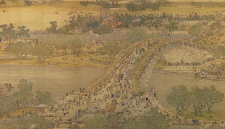 中国山水画历史名作赏析-清《清院本清明上河图》(大图局部)