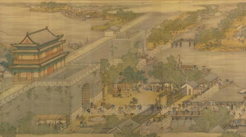 中国山水画历史名作赏析-清《清院本清明上河图》(大图局部)